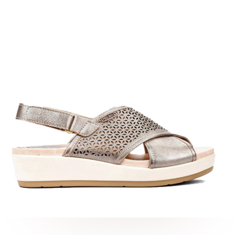 Pikolinos Women’s Myokonos Wedge Sandals in Stone Color